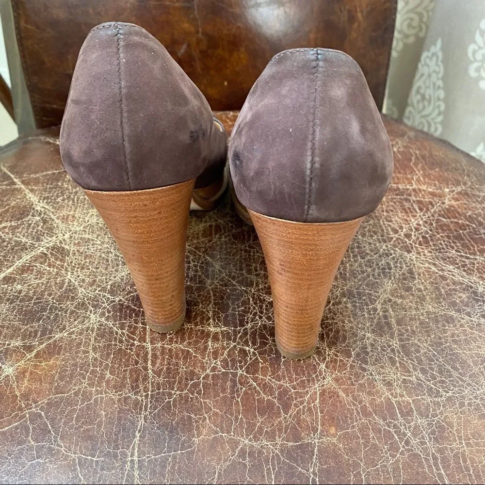 MICHAEL KORS suede peep toe platform pumps 8 1/2M